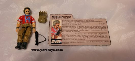 1985 Hasbro Gi Joe Bazooka Figure Complete with File Card